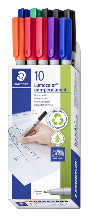 Marker Staedtler Lumocolor Non-P 0,6mm asortat (10)